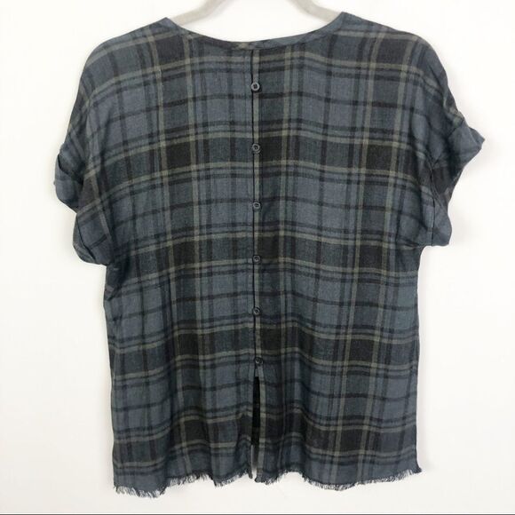 CLOTH & STONE | Plaid Button Back Gray Top X-Small - Picture 8 of 10